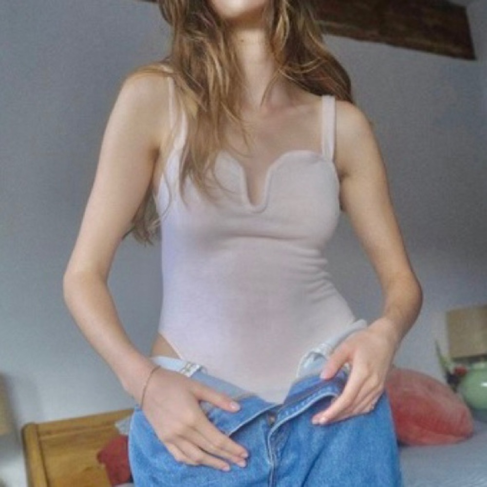 Out from Under Cozy Sweetheart Bodysuit in pale pink